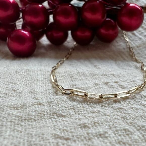 Tehrani Jewelry Jewelry - Paperclip Chain necklace 14k real gold Necklace 16 inches perfect gift